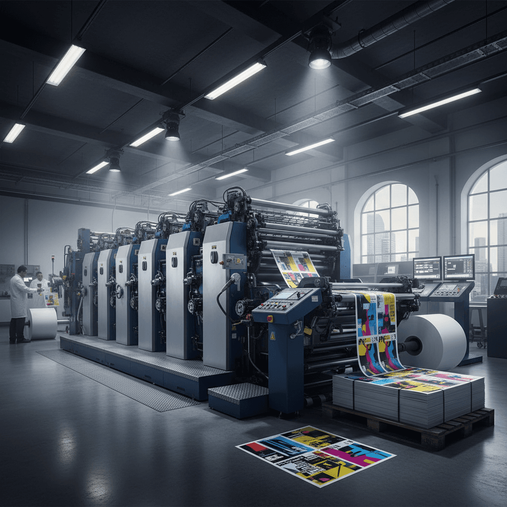 Professional printing press in action